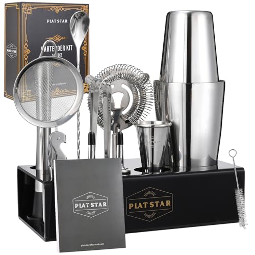 Plat Star Mixology Bartender Kit | Home Bar Set Cocktail Shakers Bartending Kit | Bar Tools Boston Shaker Set with Stand |...