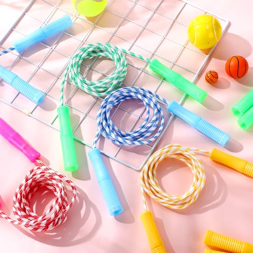 Aoriher 80 Pcs Jump Rope Bulk 7.22 ft Adjustable Stripe Skipping Rope Outdoor Exercise Fitness Equipment for Playground Ac...