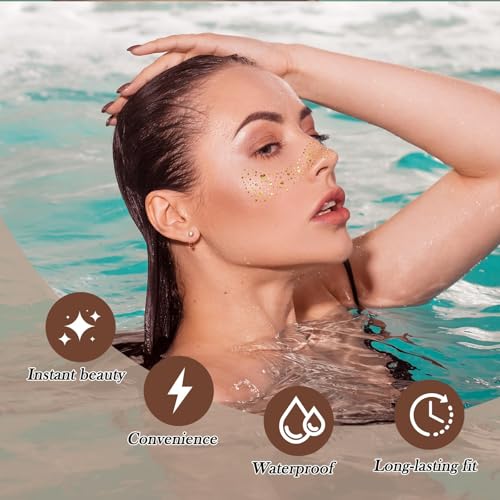 Face Glitter Freckles Tattoo,Diesetsr Temporary Makeup Patches,Body Glitter Sparkle Fake Freckles Stickers for Women Kids ...