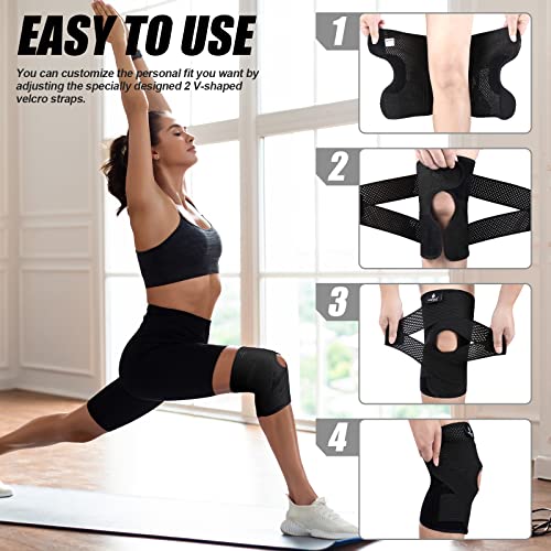 NEENCA Knee Brace for Knee Pain, Compression Knee Support with Air Mesh Fabric, Adjustable Knee Wrap with Side Stabilizer...
