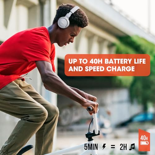 JBL Tune 510BT - Bluetooth headphones with up to 40 hours battery, microphone for call, foldable and comfortable, Android ...