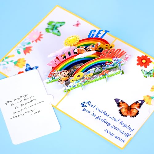MeeSunnie Colorful Get Well Soon Card, 3D Pop Up Card, Card for Speedy Surgery Recovery, Thinking Of You, for Boss, Frien...