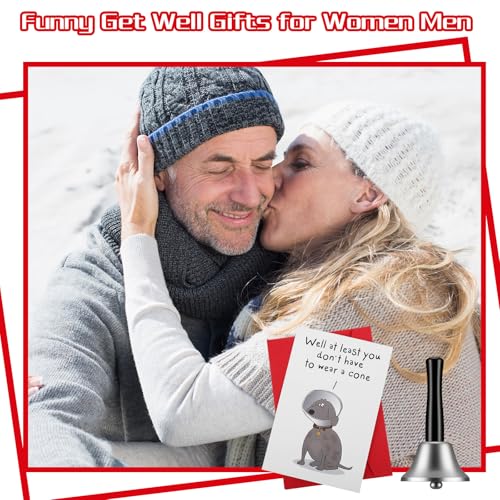 QFGasre Hand Bell Funny Get Well Gifts for Women Men And Humor Speedy Recovery Card Silver Bells With Envelope for Food Li...