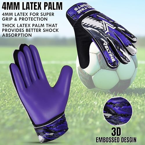 Veltine Sports Soccer Goalie Gloves for Kids Boys Children,Youth & Adult Football Goalkeeper Gloves with Double Wrist Prot...