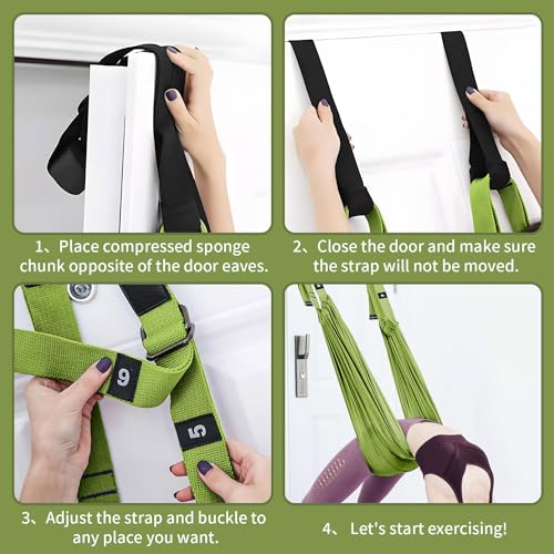 Leg Stretcher Strap Adjustable Fitness Strap Band for Waist Trainer Stretching Door Swing Flexibility Tensile Trainer with...