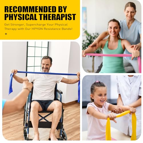 Resistance Bands, Exercise Bands, Physical Therapy Bands for Strength Training, Yoga, Pilates, Stretch Elastic Band with D...