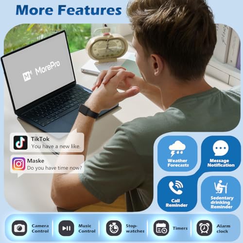 MorePro Health Fitness Tracker with Blood oxy-gen Monitor and 24/7 Heart Rate and Blood Pressure, Sleep Monitor, 120+ Spor...
