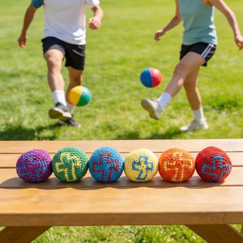 Teyva Daily 24 Pcs Christian Knitted Sack Balls Religious Cross Christian Hacky Balls Juggling Ball for Easter Sunday Scho...