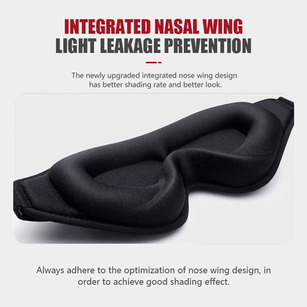 Sleep Mask, 3D Deep Contoured Eye Covers for Sleeping, 99% Block Out Light Eye Mask, Zero Pressure Cup Blindfold for Men Women, with Adjustable Strap for Sleeping, Yoga, Traveling (Black)