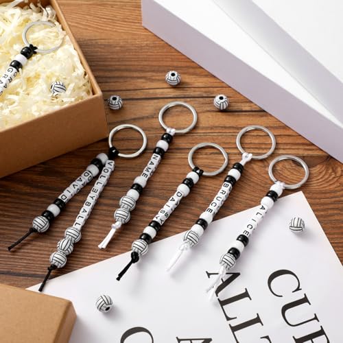 Landical 564 Pcs Volleyball Keychain Making Kit DIY Volleyball Bead Key Chain Craft Adjustable Sport Letter Bead Charm Spo...