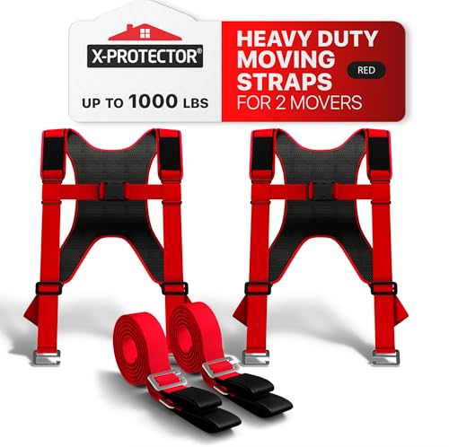 X-Protector Moving Straps - 2 Pairs - Lifting Straps for 2 Movers - Move Furniture Easily and Safely - Perfect for Lifting...