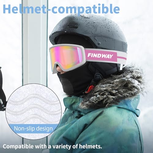 findway OTG Ski Goggles, snow/Snowboard Goggles for Men, Women Youth [Upgraded] Fit for All Helmet - Anti fog & glare & UV