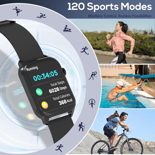 TRAUSI Smart Watch for Men, 120 Sports Modes Smartwatch with 1.83" HD Display, Heart Rate/Sleep Monitor, Music Control, Bl...