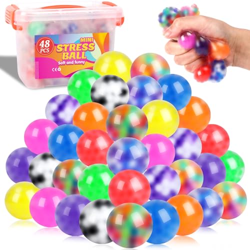 VISCOO 48 Pack Stress Balls, Squishy Ball, Squeeze Balls for Adults, Anti-Anxiety and Fidget Balls to Relax, Party Favors