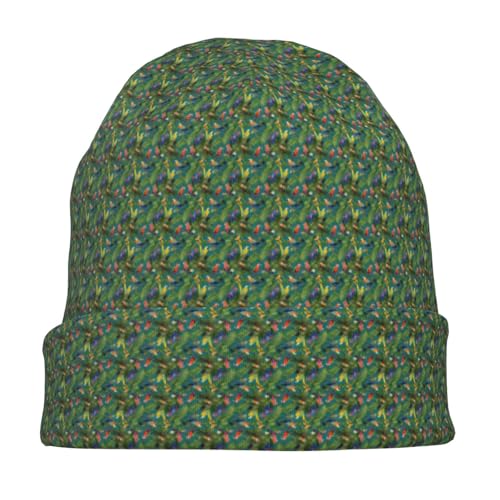 Tropical Plants and Parrots Print Winter Beanie Hat Men Women Soft Lightweight Thermal Cap for Outdoor Skiing Wear Black