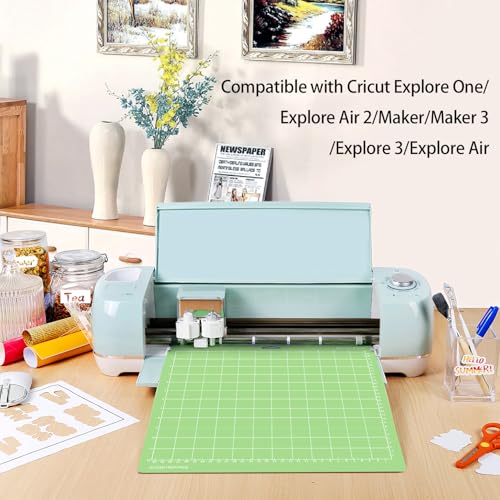 Gwybkq Cutting Mat, Compatible With Cricut Explore One/Air/Air 2/Maker 8 Pack 12x12 Inch Standard Green Grip Adhesive Stic...