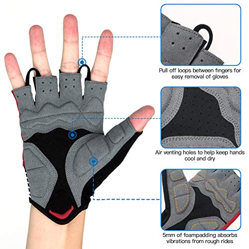 Souke Sports Cycling Bike Gloves - Padded Half Finger Bicycle Gloves with Shock-Absorbing, Anti-Slip, Breathable MTB & Roa...