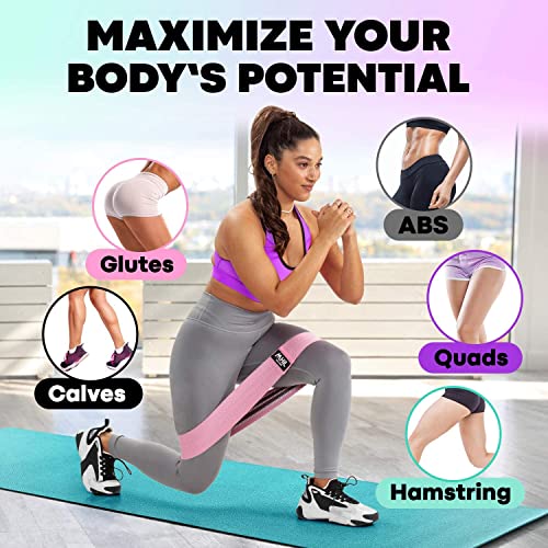 Fabric Resistance Bands for Women & Men – 4 Durable Exercise Bands for Working Out, Non-Slip & Non-Pinching Workout Bands...