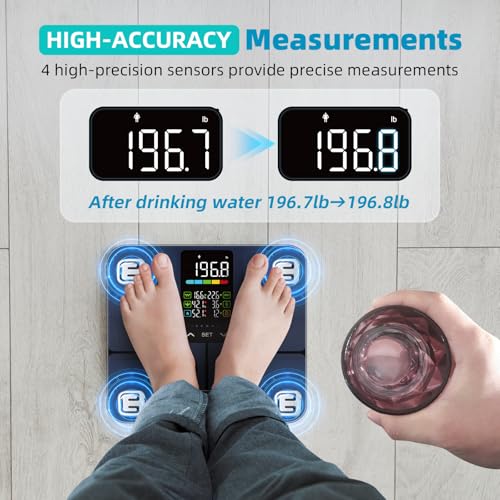 Lepulse No APP Body Fat Scale 500lb Smart Bathroom Scale with 5.44'' Large Backlit Display 8 Body Composition Analyzer, Mo...