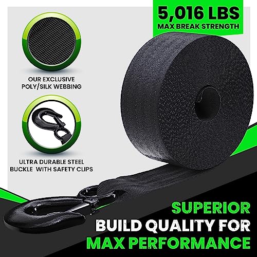 Rhino USA Boat Winch Strap with Hook (2" x 20') - 5,016lb Break Strength - Ultimate Replacement Boat Trailer Winch Straps ...