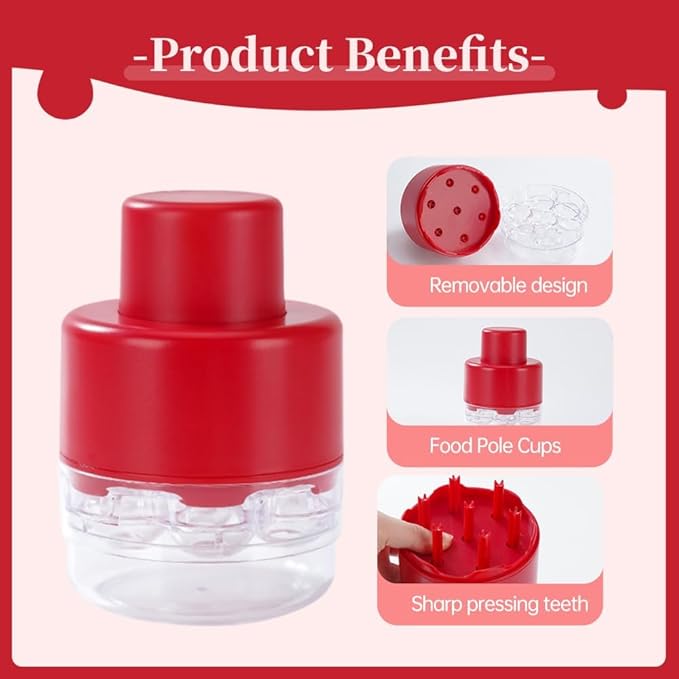 Cherry Pitter Tool Pit Remover, 2025 Upgraded 7-in-1 Portable Cherry Core Remover Stoner Pitter Quick Release, Multiple Corer Tool for for Kitchen, Cake Shop, Fruit Salad (Red 1PCS)