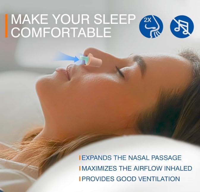 CINWAUVO Anti Snoring Nose Vent 8 Nasal Cones Nasal Dilator to Stop Snoring - Effective Snore Stopper Anti Snoring Devices Easy to Use Snoring Solution Blue