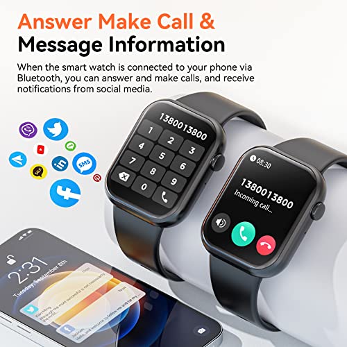 Hwagol Smart Watch (Answer/Make Call) 1.85inch Fitness Tracker, DIY Dials/Pedometer/Calories/Multiple Sport Modes/Voice As...