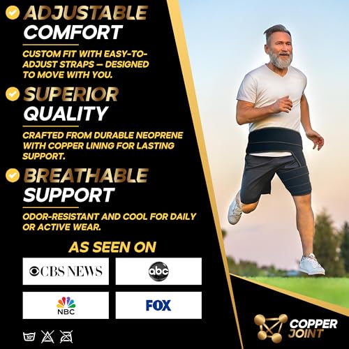 CopperJoint Hip Brace for Women & Men, Adjustable Hip and Thigh Compression Wrap, Left or Right Wear, Groin, Hamstring and...