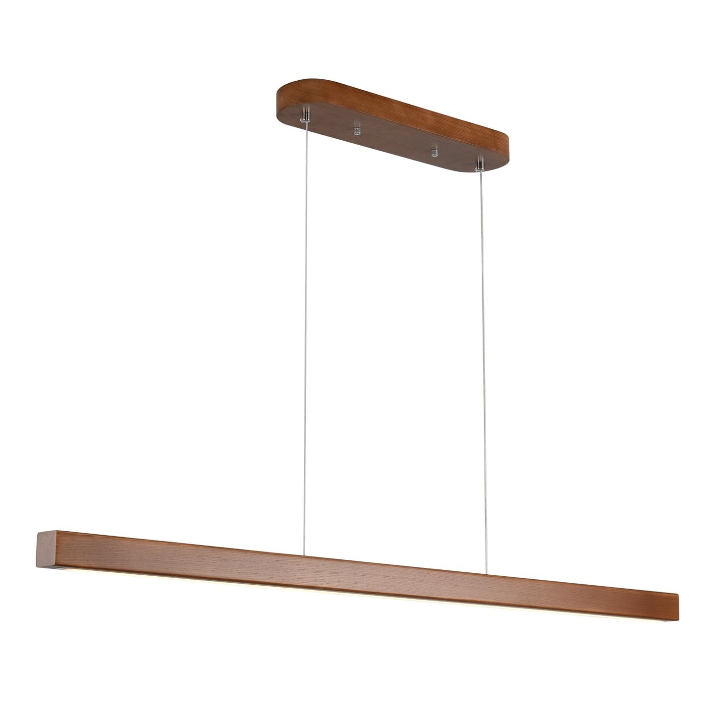 31.5 Wood Linear Pendant Light - Dimmable Led Chandelier With Remote  Adjustable Modern Farmhouse Lighting For Kitchen Islands  Dining Rooms & Bars Walnut Color (19W Energy-Efficient)