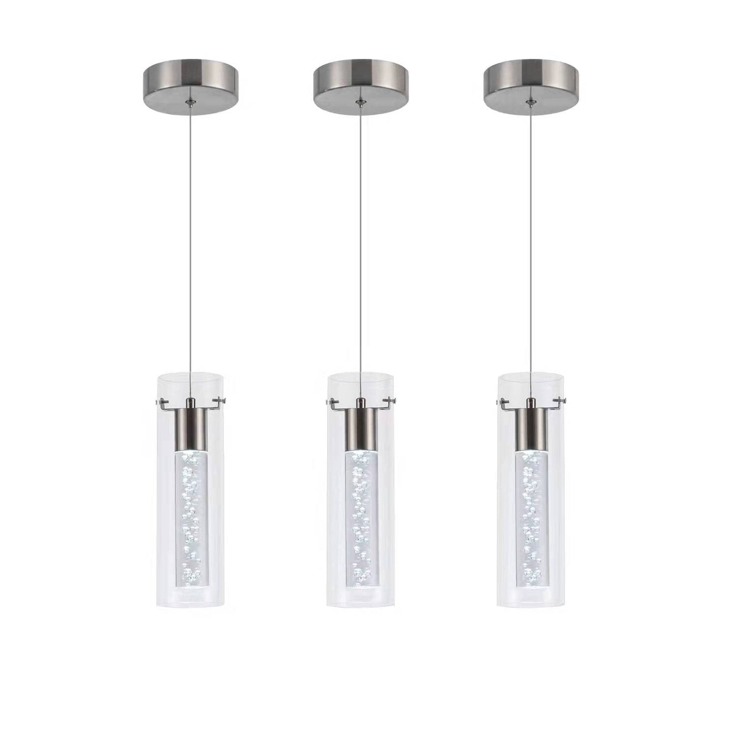 Bestwest 3 Pack Pendant Lights, Brushed Nickel, 24W 2100 Lumen, 6000K For Kitchen Island, Dining Room, Living Room