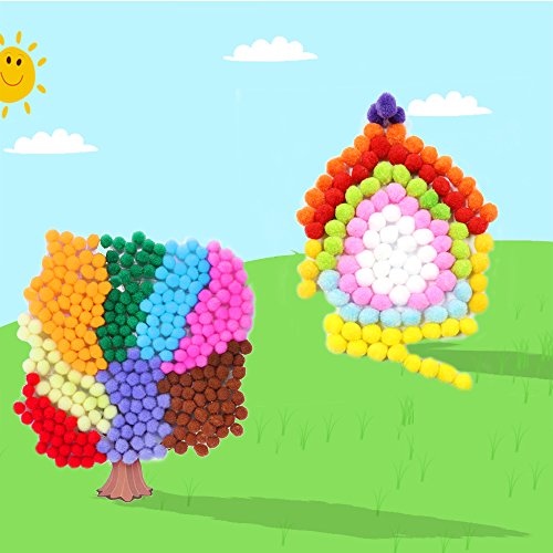 Caydo [400 pcs] - 300 Pieces 1 Inch Assorted Pompoms with 100pieces Wiggle Eyes Multicolor Arts and Crafts Pom Poms Balls ...