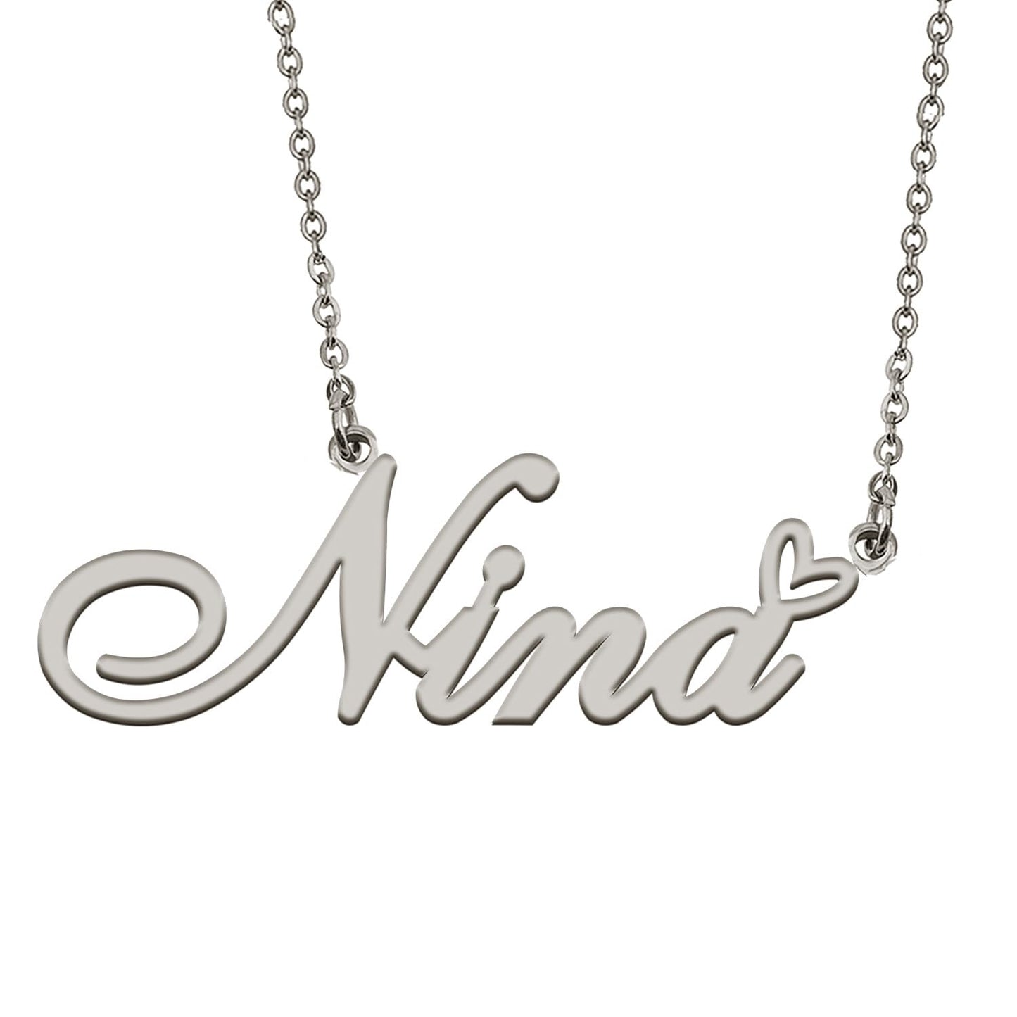 HUAN XUN Customized Nina Name Necklace Silver Stainless Steeel for Women Personlized Jewelry Gifts for Mother