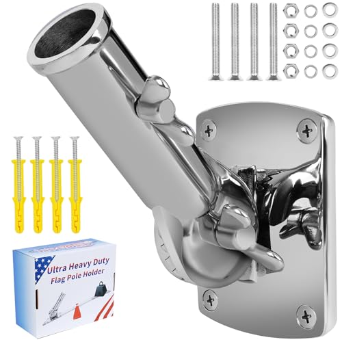 316 Stainless Steel Flag Pole Holder, Marine Grade Ultra Heavy Duty Flag Pole Mount, Outside House Flag Pole Bracket, Flag...
