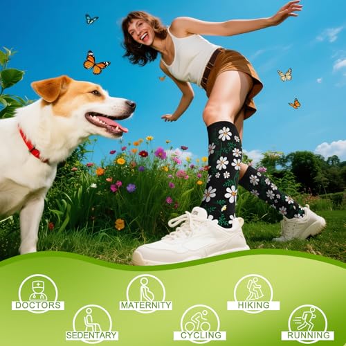 Compression Socks for Women & Men 6 Pairs,20-30mmhg Knee High Compression Socks for Running,Athletic,Travel