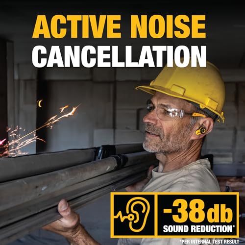 DEWALT Heavy Duty Bluetooth Jobsite Pro X2 ANC True Wireless Earbuds, Active Noise Cancelling Work Earbuds, Turn Dial Cont...