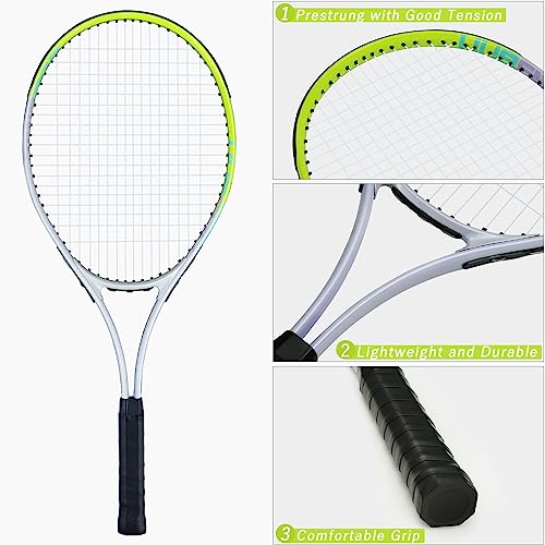 Tennis Racket Pre-Strung Lightweight 27 Inch Racquet Recreational Adult Rackets for Men Women Students Training Tennis Sta...