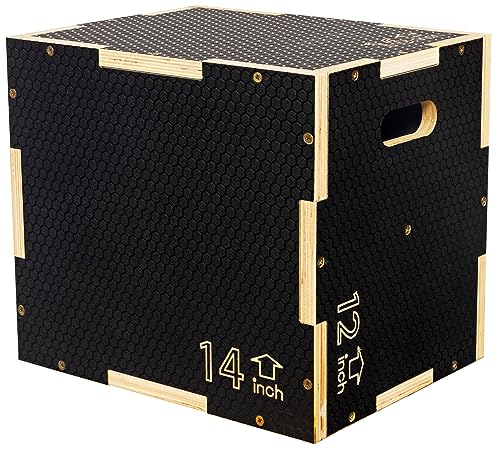 Fitvids 3 in 1 Non-Slip Wooden Plyo Box Jump Exercise Platform, Plyometric Workout Equipment for Home Gym, Training Step B...
