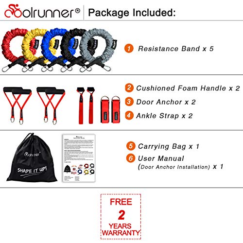 Coolrunner 14 PCS Resistance Bands Set, Exercise Tubes, 20lbs to 40lbs Workout Bands with Handles Protective Nylon Sleeves...
