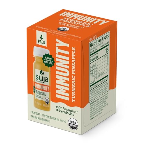 Suja Organic Immunity Defense Shot (2 Fl Oz x 4 Count) with Turmeric and Ginger | Immunity Boost & Support | Functional Sh...