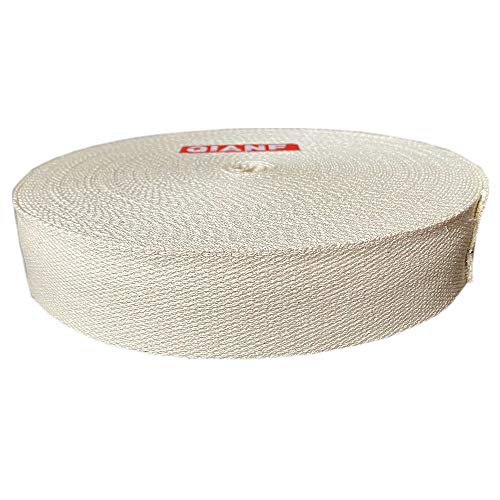 QIANF 1 Inch Natural Heavy Cotton Webbing 10 Yards for Bags Backpack Straps Belts Tote Bag Handles Pet Collars Fabric Purs...