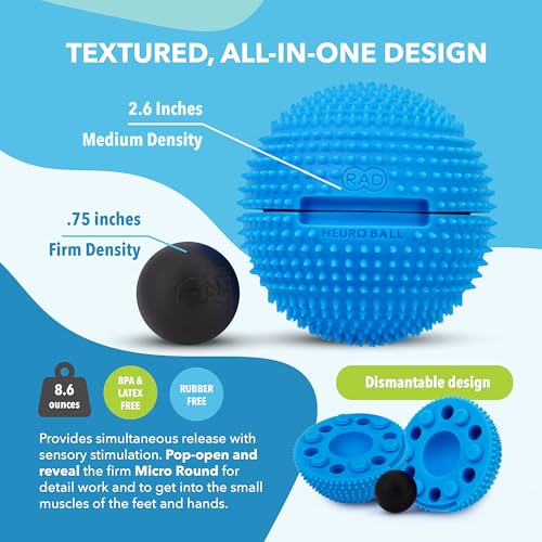 RAD The Original Neuro Ball – Foot Roller & Textured Massage Ball for Myofascial Release, Plantar Fasciitis, Hands & Face...