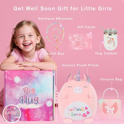 Get Well Soon Gift for Kids, Feel Better Gifts for Kid, Kids Get Well Baskets, Care Package for Girls with Get Well Soon U...