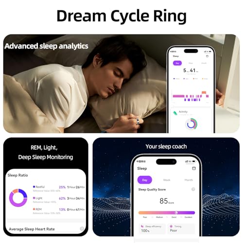 TIAZUUX Smart Ring for Women&Men-Activity/Sleep/Heart Rate/HRV/Stress/Women's Health Tracker-IP76 Waterproof-No Subscripti...