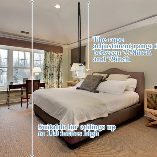 Tandefio 2 Sets Elderly Pull up Bed Trapeze Ceiling Mounted Bar Trapeze Stand Ladder Bed Helper 2 Stainless Steel Fixing P...
