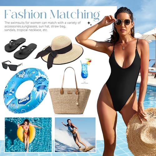 Zando V-Neck Swim Suits for Women 2025 Sexy One Piece Swimsuit for Women Cheeky One Piece Swimsuits for Women