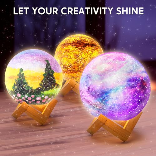 Klever Kits DIY 3D Moon Night Light, Paint Your Own Moon Lamp Kit Galaxy Lamp Arts and Crafts Kit, School Activities, Birt...