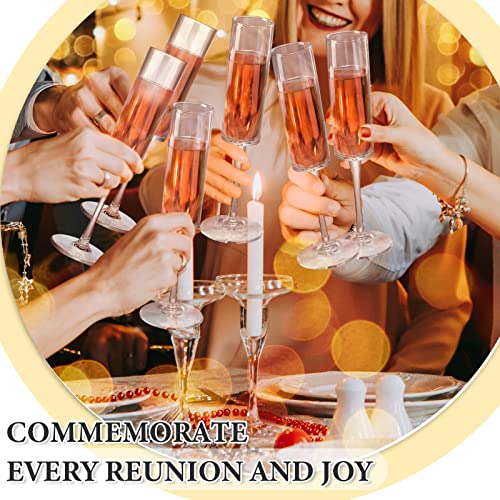 Lauwell Set of 6 Plastic Acrylic Crystal Champagne Glasses Flutes Hand Blown Champagne Goblets Classic Wine Stemware for W...