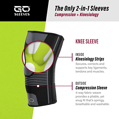 GO SLEEVES Kinesiology Knee Compression Sleeves - Professional Knee Braces for Men and Women for Joint Pain Relief, Swelli...