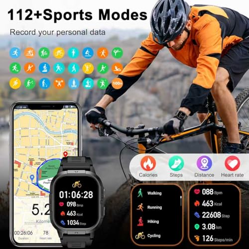 Smart Watch for Men Fitness Tracker: Waterproof Make/Answer Call Military Digital Watches Run Smartwatch Android Phones iP...