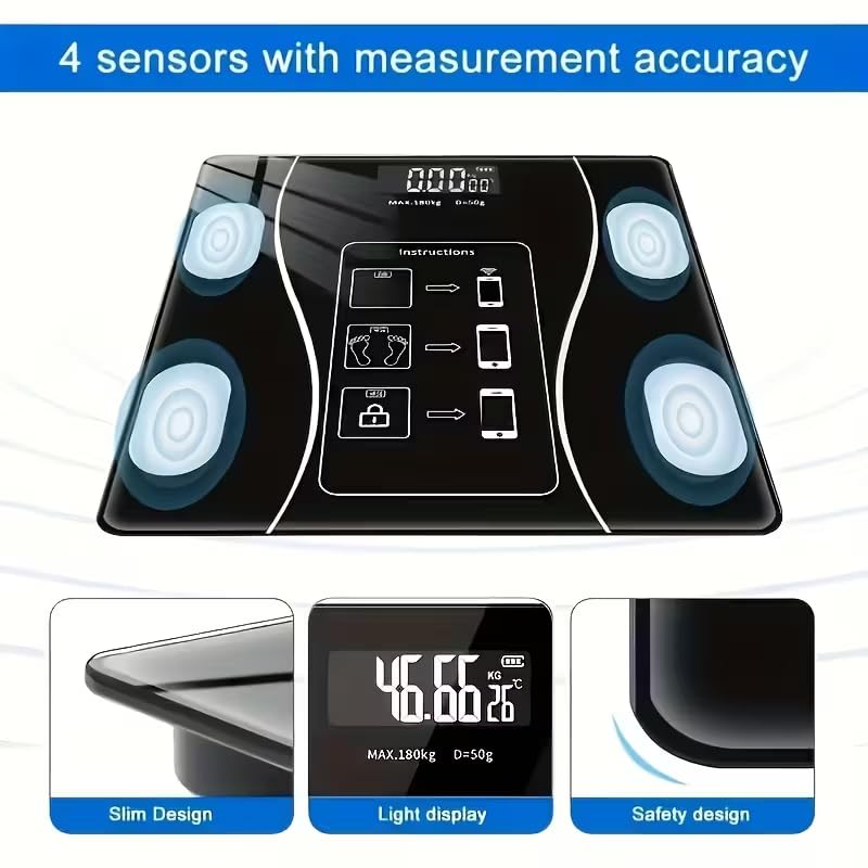 AI Scale for Body Weight and Fat Percentage, Accurate Bathroom Smart Scale with Large Display, High Precision Smart Scale ...